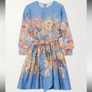 New Zimmermann Floral Blue Dress Petite 0/XS